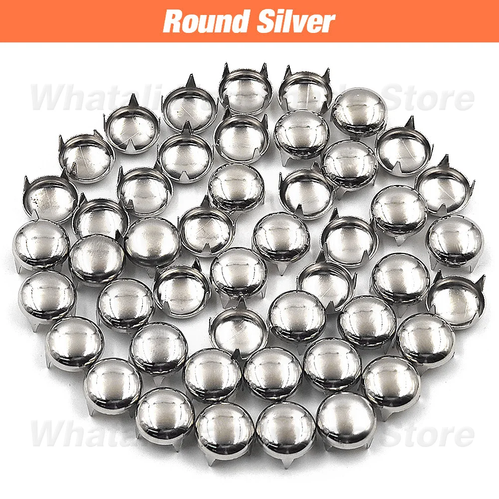 Metal Spike Rivets Square/Round Studs Punk Rock Leather Craft For Clothes/Shoes/Bags/Belt/Bracelets DIY 100Pcs