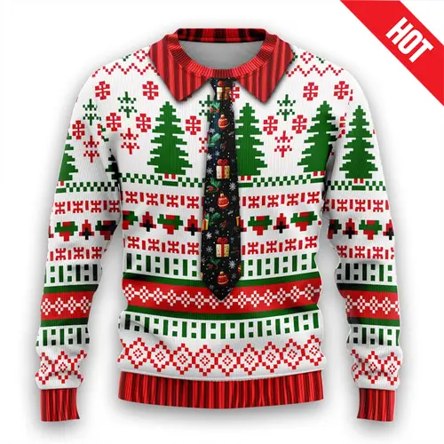 Men Women New Year Eve Xmas Sweatshirts Kid 3D Funny Suit Print Holiday Party Jumper Top Couples Pullover Ugly Christmas Sweater - Image 2