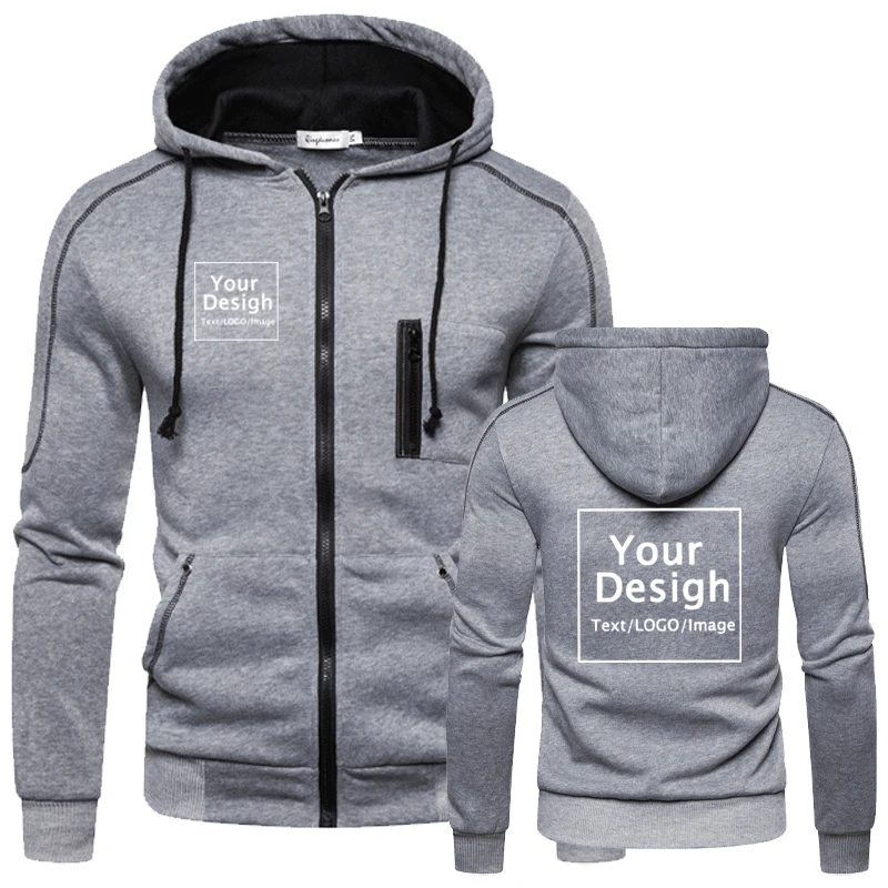 Fashion Personalized Hoodies Men Casual Custom Logo Zipper Jacket Fleece Warm Sweatshirts High Quality Hip Hop Coat Sudaderas 5