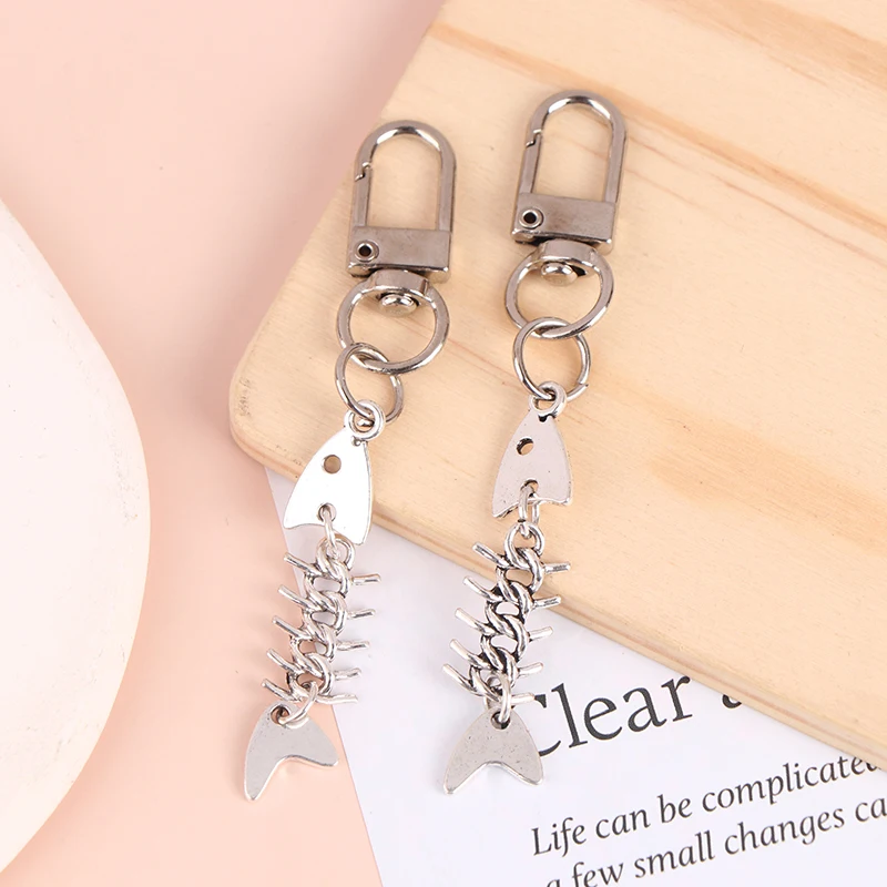 

Fish Bone Keychain Fashion Fishing Expertand Pendant Keyring Phone Charms Backpack Car Bag Key Ring Decor Accessories