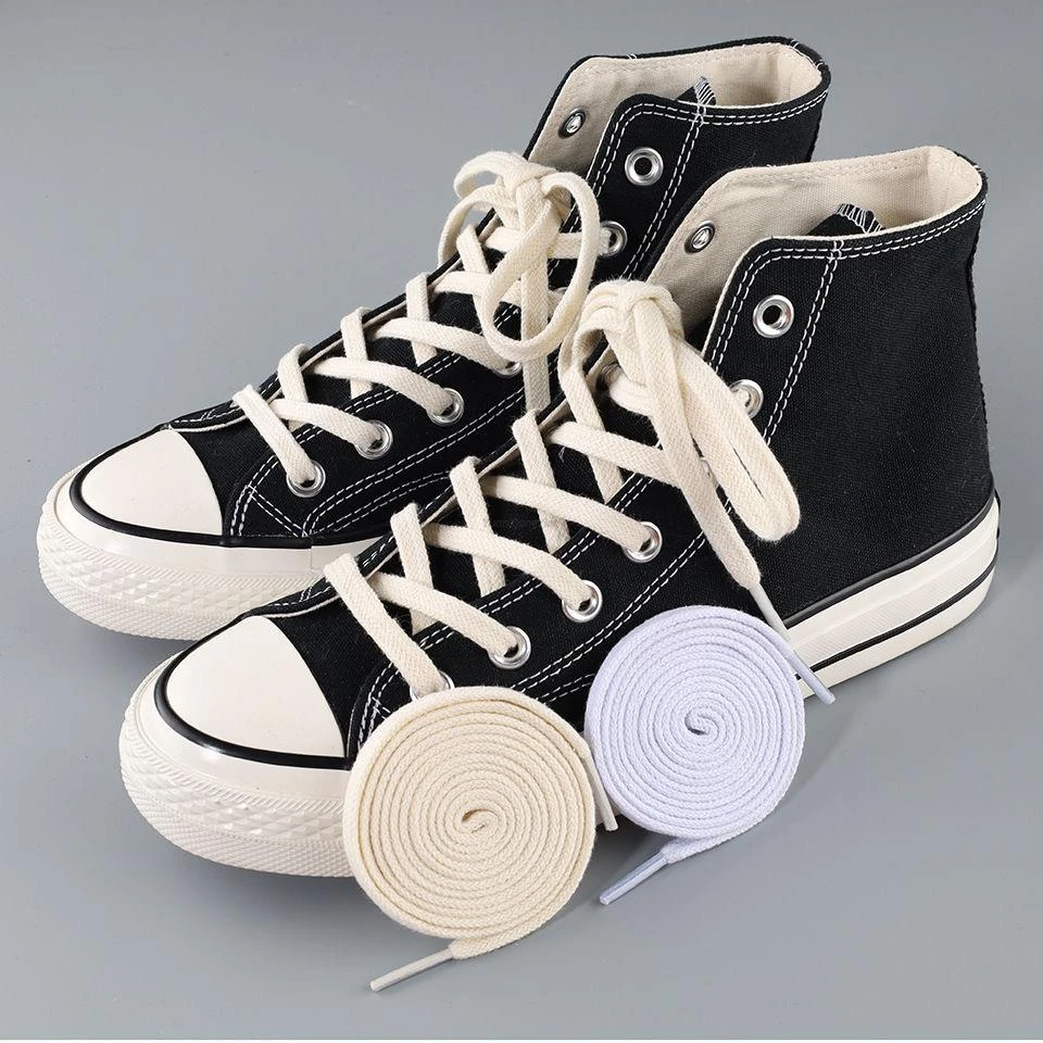 1Pair Cotton Flat Shoelaces Sneakers Canvas Shoe laces Women Men Shoelace  White Black Beige Classic Laces for Shoes Strings| | - AliExpress