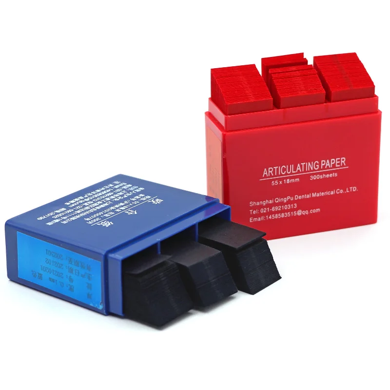 300 Blatt Dental Artikulationspapier Doppelseitige Bissstreifen Blau/Rot 55*18mm Zahnaufhellung Artikulationspapiermaterialien – Detail 5