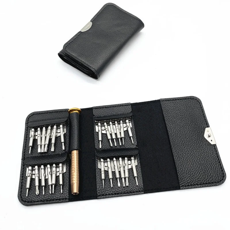 25-in-1 Leather Case Manual Screwdriver Bits Combination Set Mobile Phone Disassembly Repair Tool