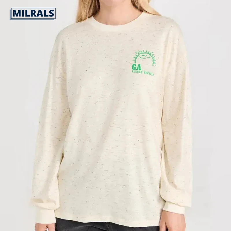 

Женская футболка с длинным рукавом и принтом, свободного покроя