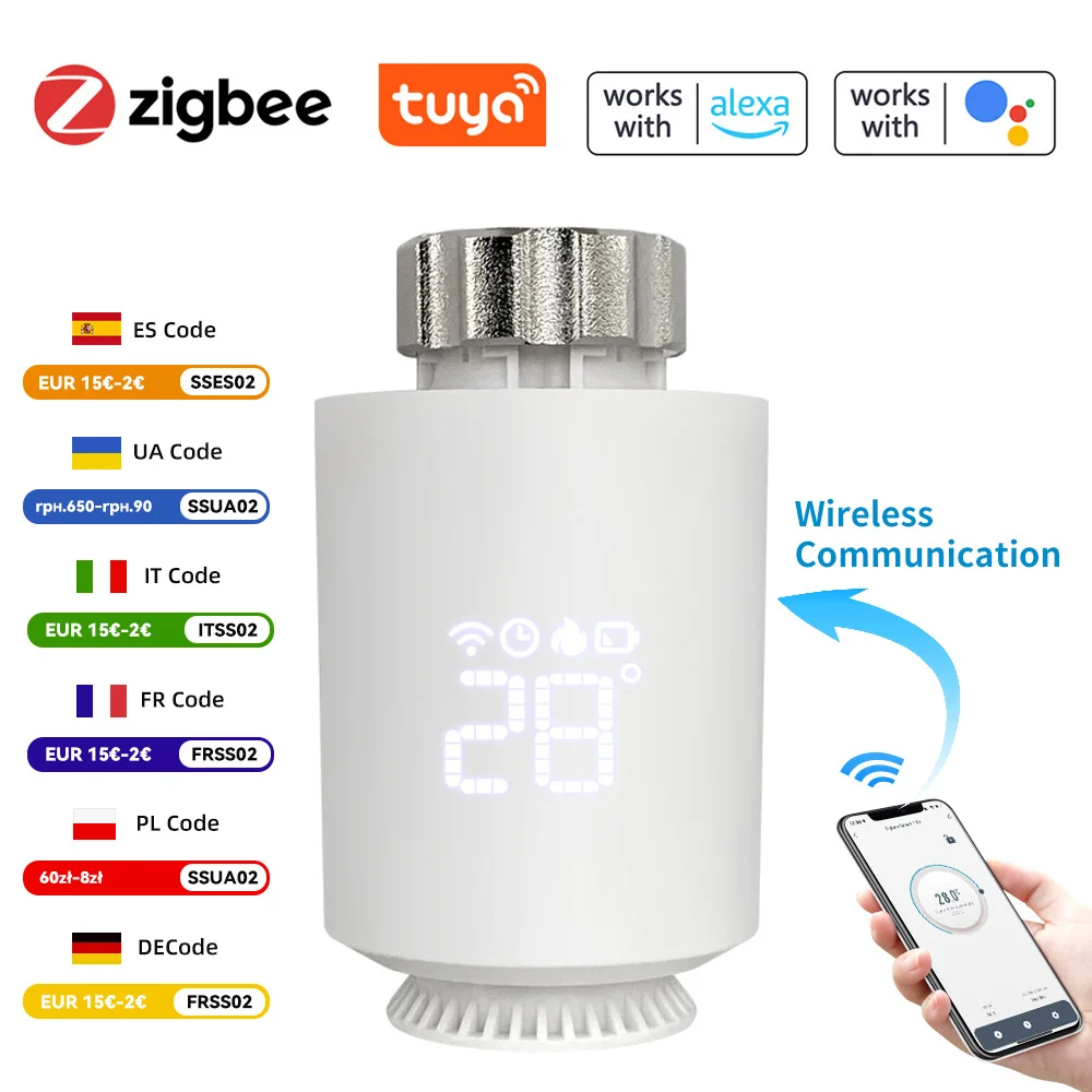 Tuya Zigbee 3.0 Thermostatic วาล์วหม้อน้ํา Actuator วาล์ว Zigbee หม้อน้ํา Thermostatic วาล์วหัวอุณหภูมิ Alexa 1