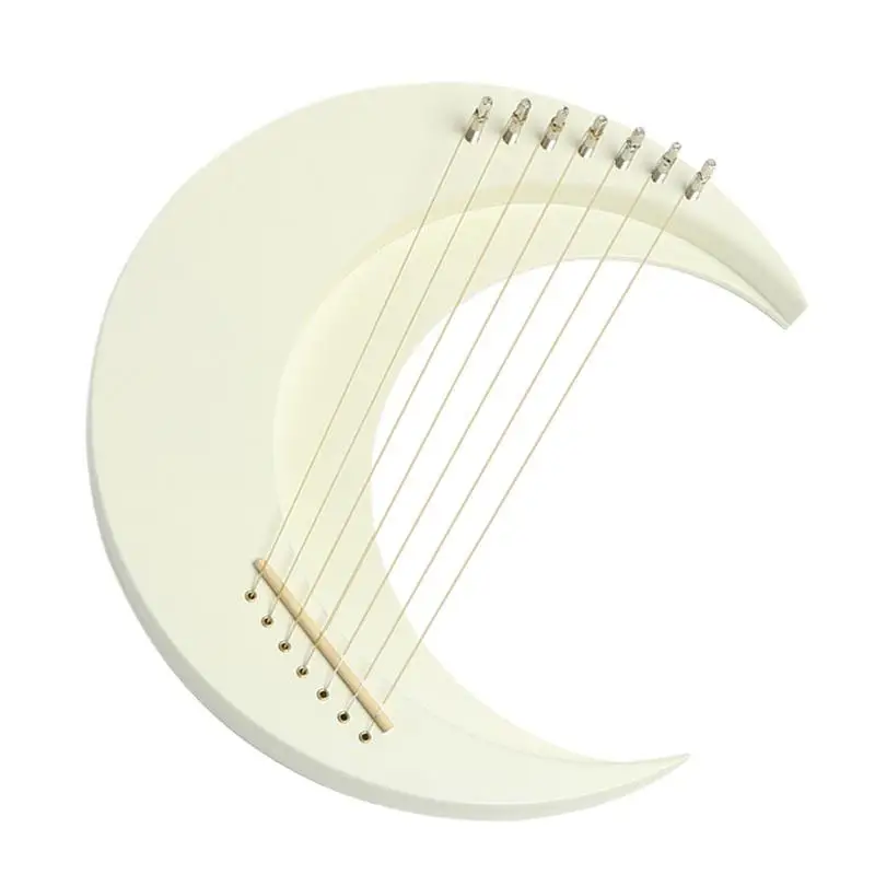 Lyre Harp Musical Instrument Wooden Moon Lyre Harp 7 Strings Piano Crescent Musical Instrument Portable