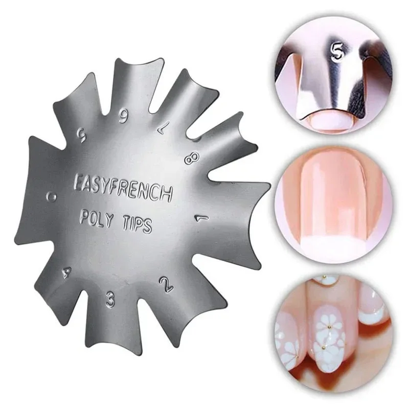 1개 네일 플레이트 이지 프렌치 스마일 컷 V라인 아몬드 모양 팁 매니큐어 엣지 트리머 프렌치 네일 몰드 네일 커터 메이크업 도구
