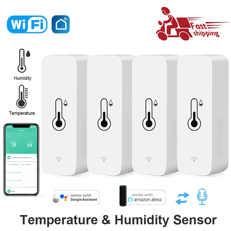 WiFi Slimme Thermometer & Hygrometer Met Groot LED Display Temperatuur En Vochtigheidssensor Tuya Smart Werkt Met Alexa Google