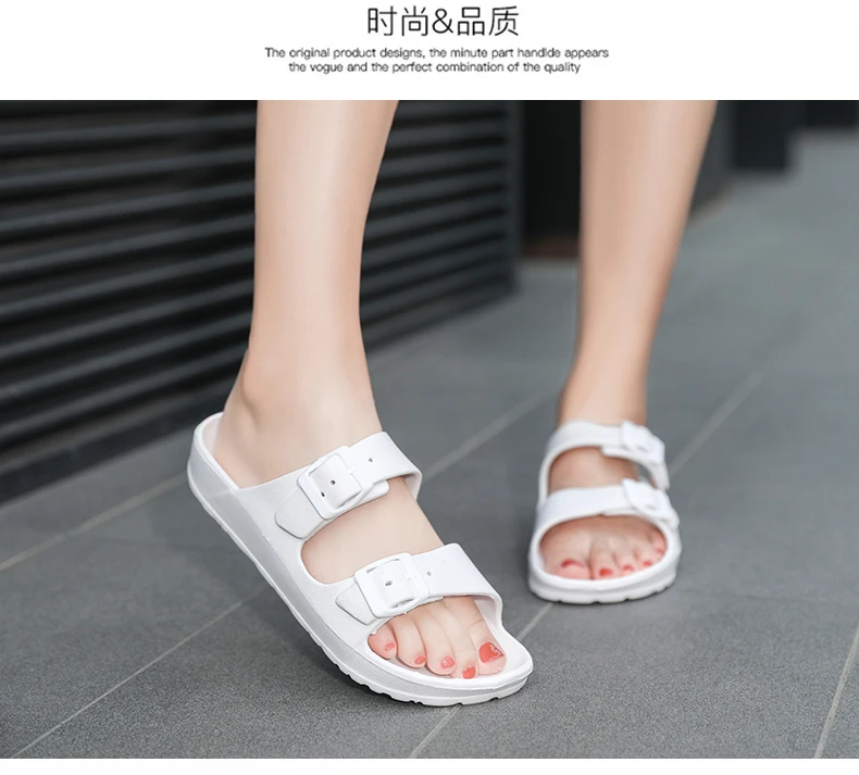 Men's Two Slippers with Buckles, Adjustable Boken Slippers, Couple Style Outdoor Daily Lightweight