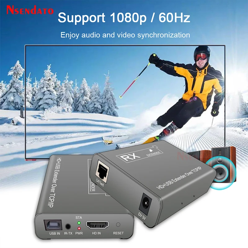 HDMI KVM USB Extender Over RJ45 250m Ethernet cat5e 6 1080P HDMI USB KVM Video Transmitter Receiver Extender For Mouse keyboard