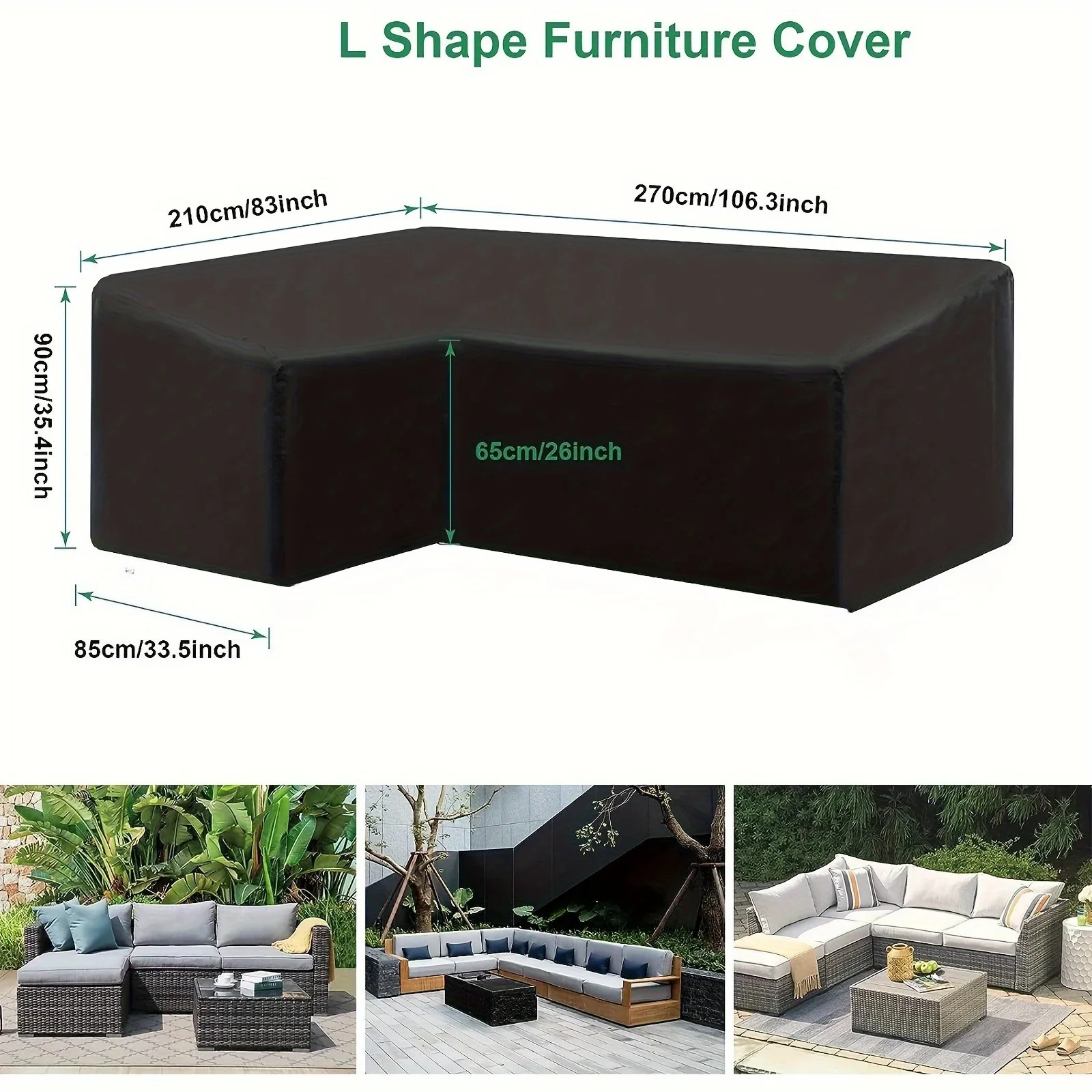 Durable L-Shaped Outdoor Sofa Cover - Waterproof, Dustproof, UV-Resistant
