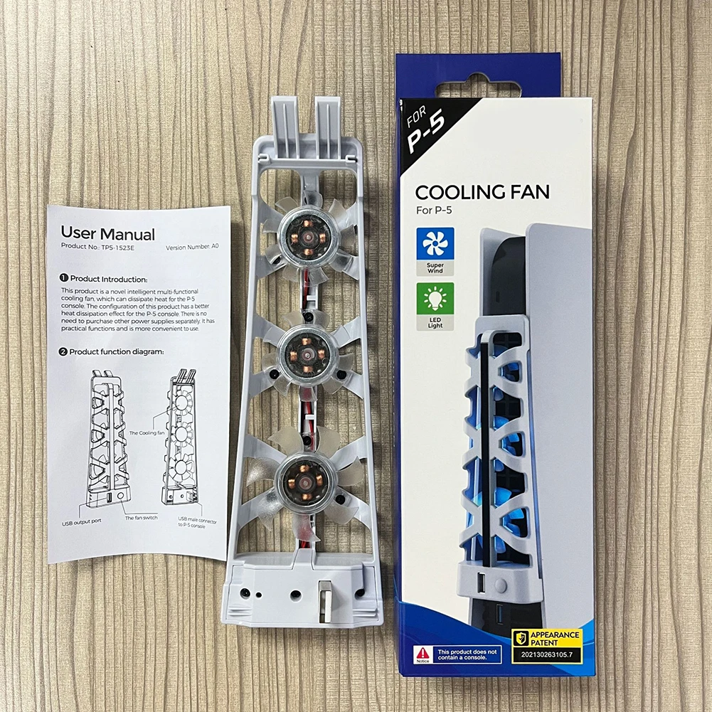 For PS5/PS5 Slim Cooling Fan Game Console Air Cooler Smart Temperature Control 3 Fans Station for Sony Playstation 5 Accessories