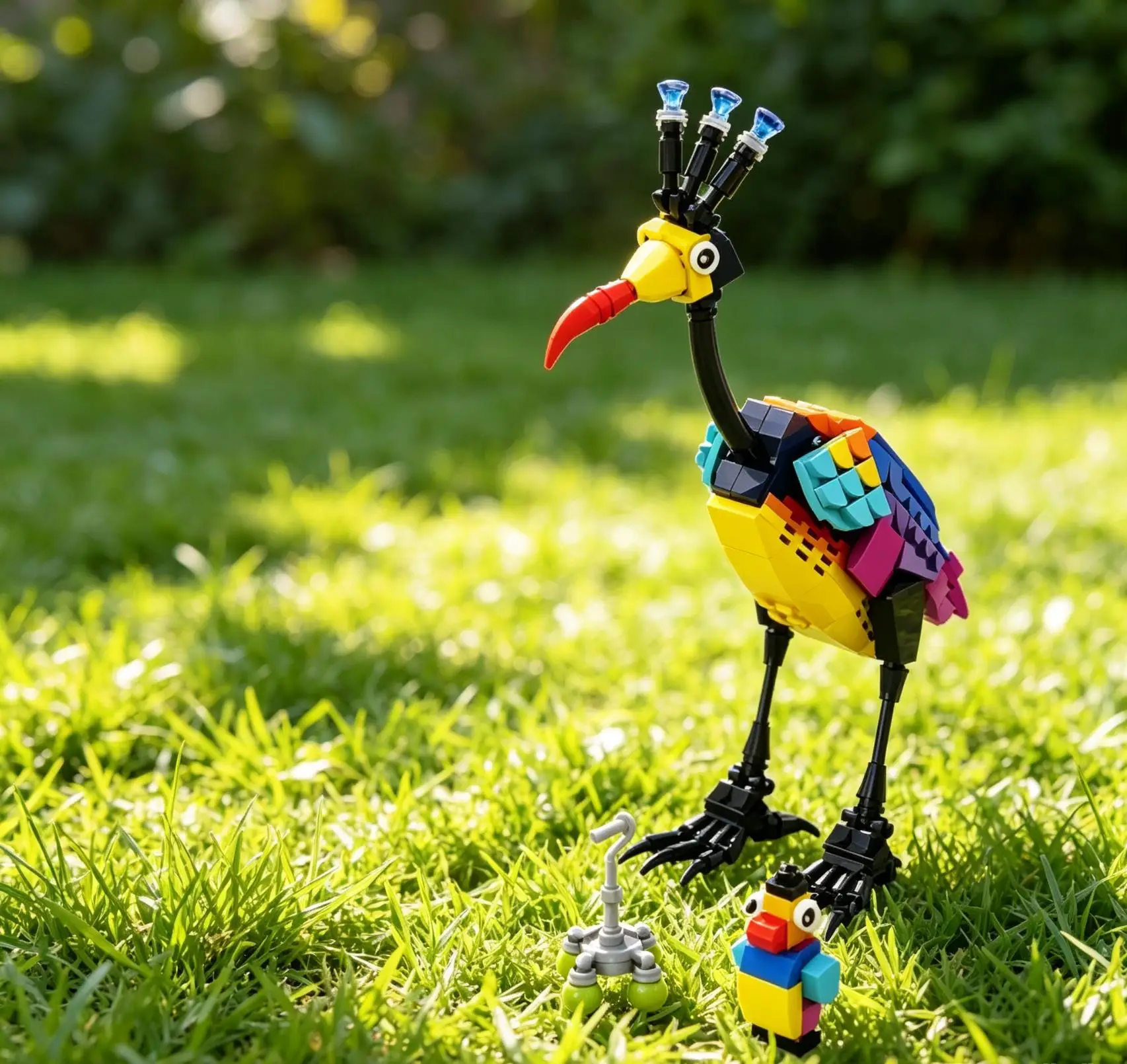 Filme de animação Up - Modelo de blocos de montar do pássaro Kevin - Brinquedo de montar com peças pequenas, de design próprio_voghion.com
