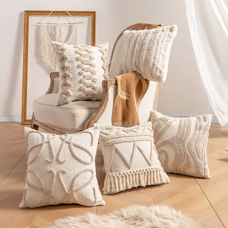 Bohemian Striped Pillow Case Beige Image 1