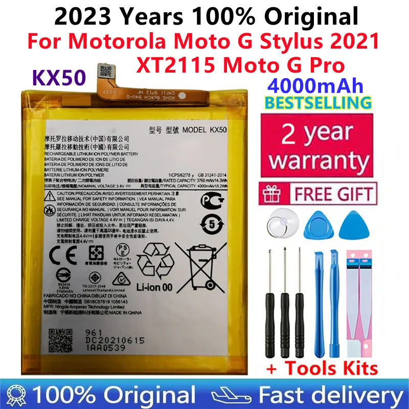

100% оригинальный новый высококачественный сменный аккумулятор KX50 для Motorola Moto G Stylus 2021 Xt2115 Kx50 батареи