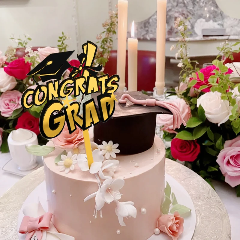 Gyufise 24 topper per cupcake di laurea 2022 argento glitter