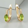 Marquise Cut Olive Green Red Pink Black Blue Stone Horse Eye Hoop Earrings For Women Gold Color Daily Party Small Ear Buckle CZ