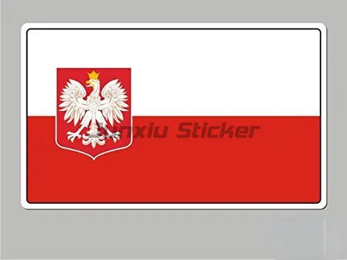 4x Poland Eagle Flag Decal Stickers - Polish Flag Vinyl Car Decals (Made In France)