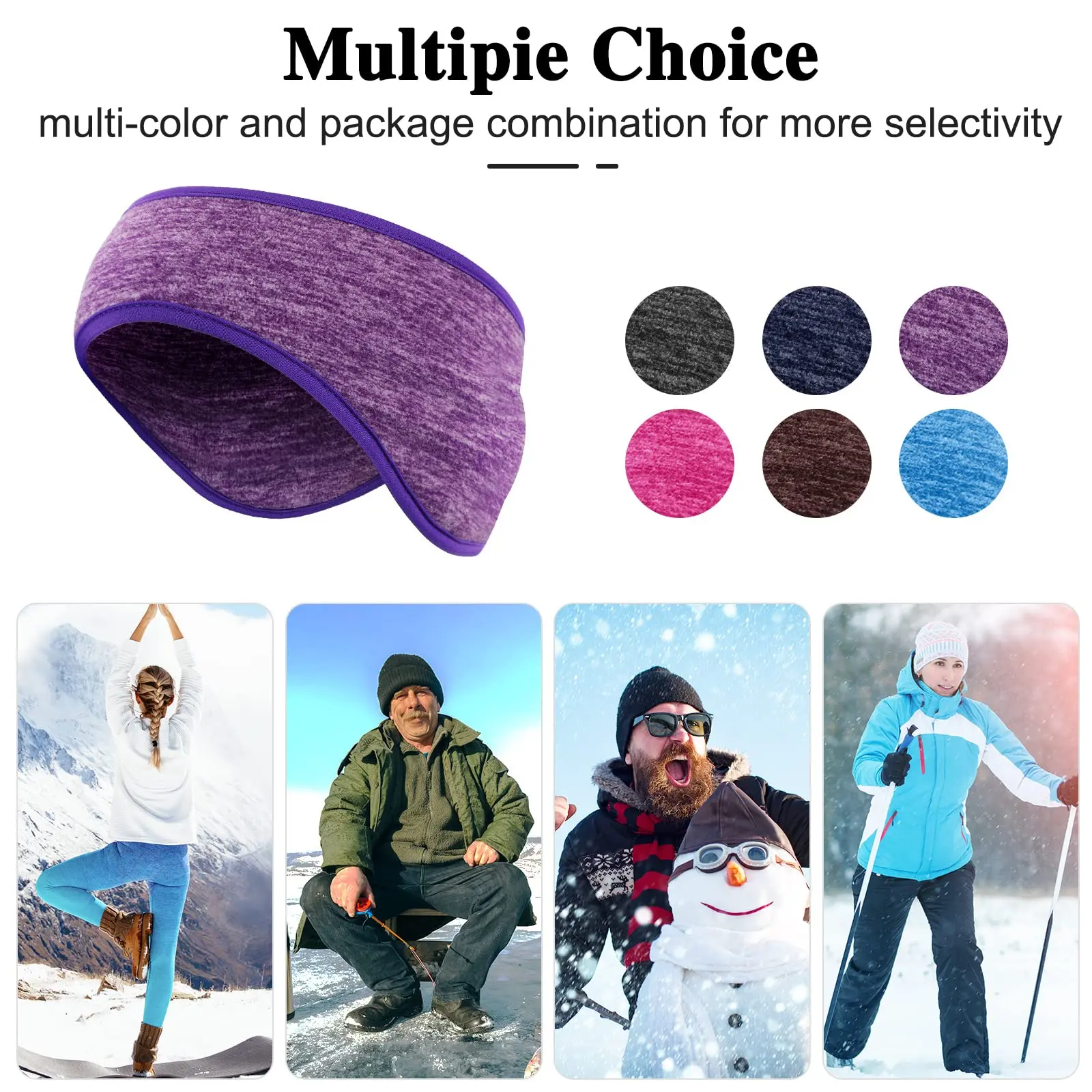 Winter Warm Headband Windproof Polar Fleece Running Ear Muffs Sweatband Thermal Breathable Sweat Absorb Outdoor Sport Band