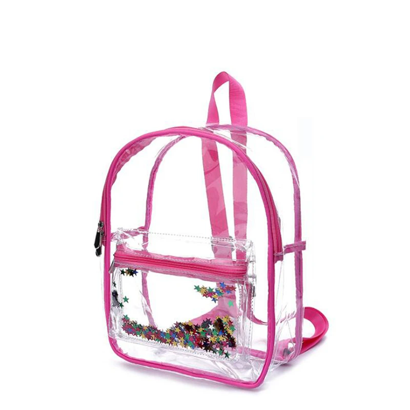 Women Backpack Transparent Waterproof PVC Bag Female Fashion College Students Transparent Sequin Bag Femme Backpacks