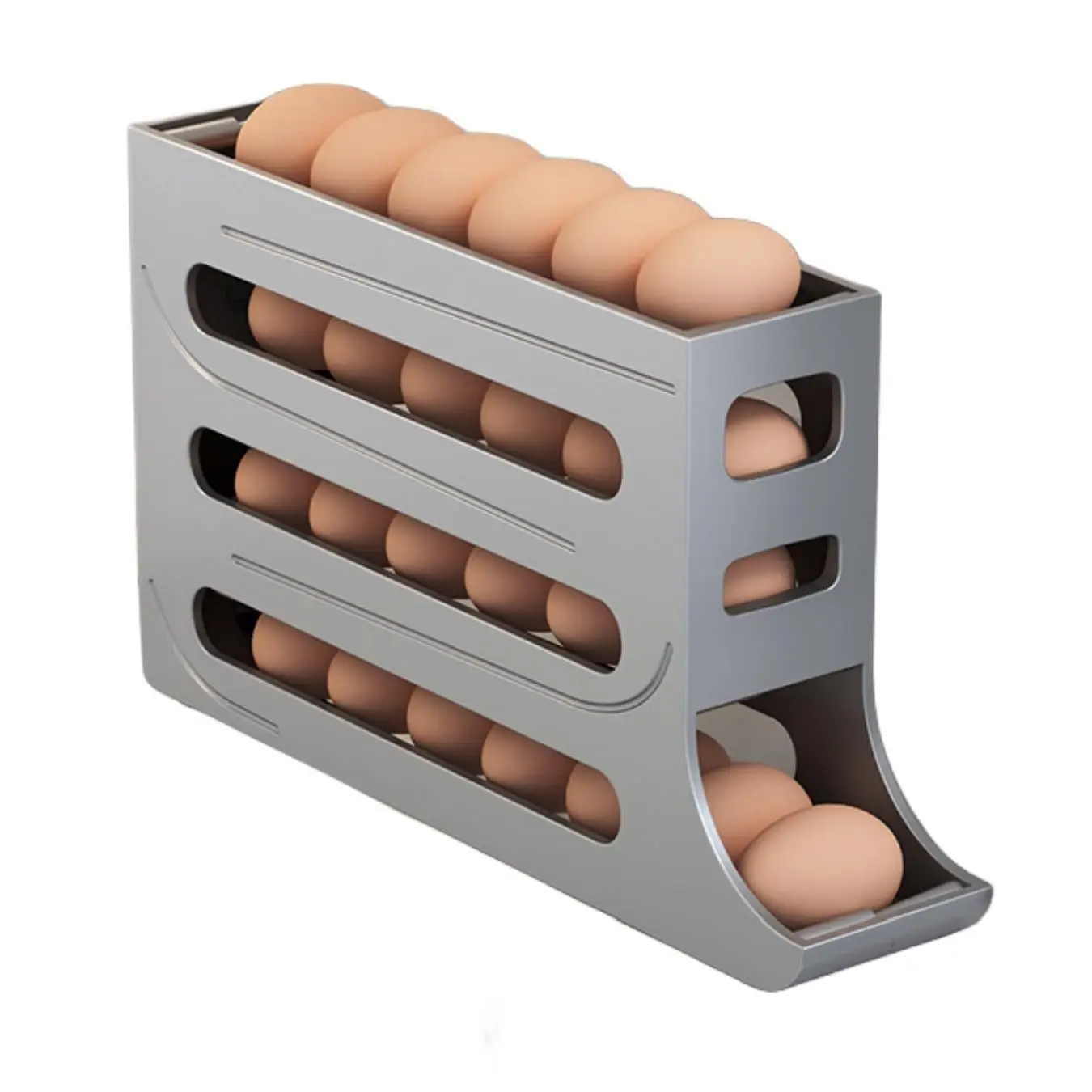 Egg Storage Box Refrigerator 4 Tier Rolling Egg Holder Dispenser Kitchen Automatic Scrolling