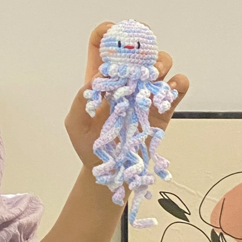 핸드메이드 코바늘 DIY 재료 패키지 알록달록 작은 문어 펜던트 코바늘로 직접 짜야 하는 귀여운 문어 키체인