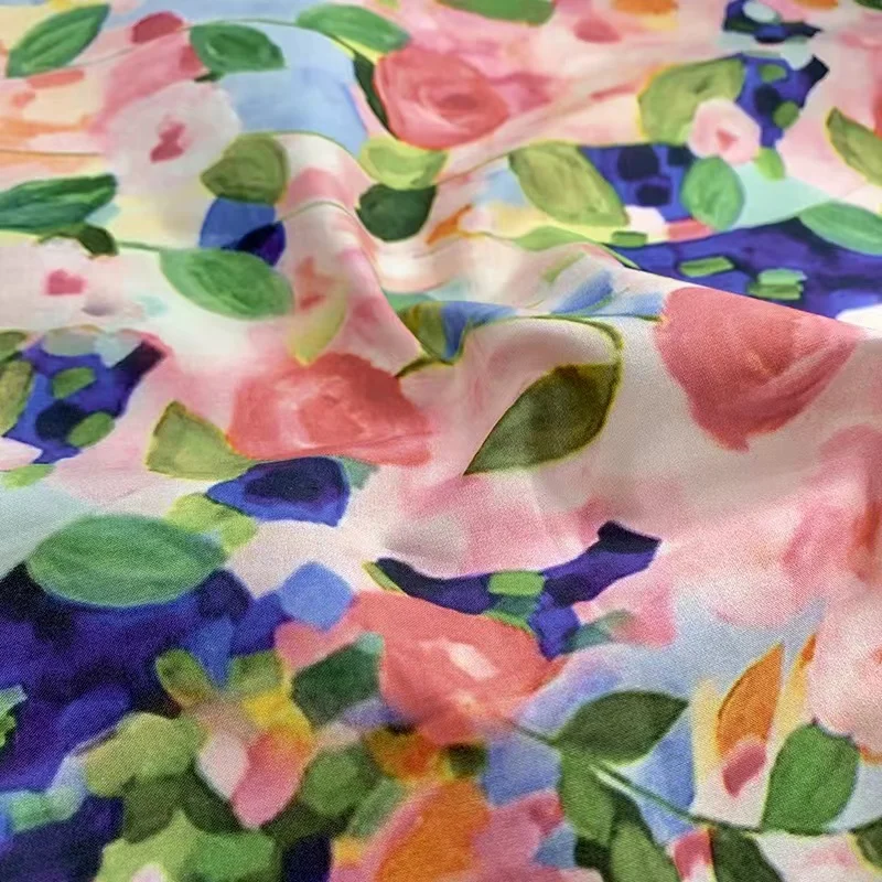 Retro Oil Painting Flowers and Plants Printed Poplin Cotton Fabric 145x50CM DIY Used To Sew Children's Dresses and Skirts Design