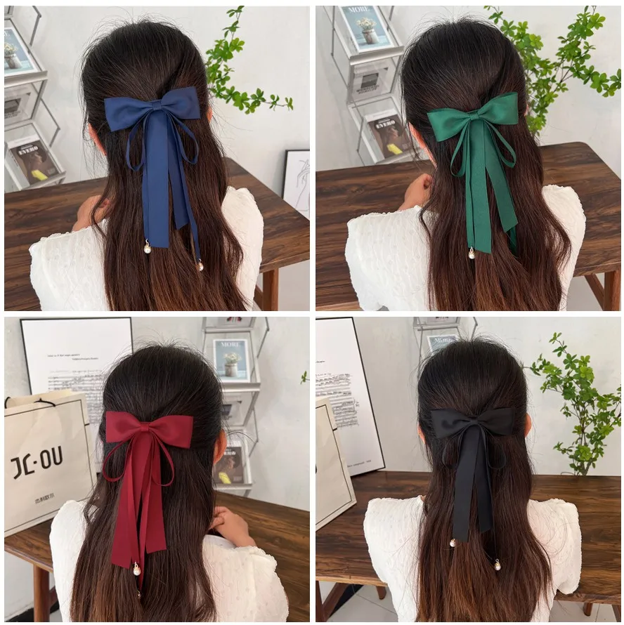 Mode Damen Stoff Süße Band Haarschleife Haarnadel für Frauen Mädchen Haarspangen Schwarz Rot Schleife Top Clip Weibliche Haarschmuck