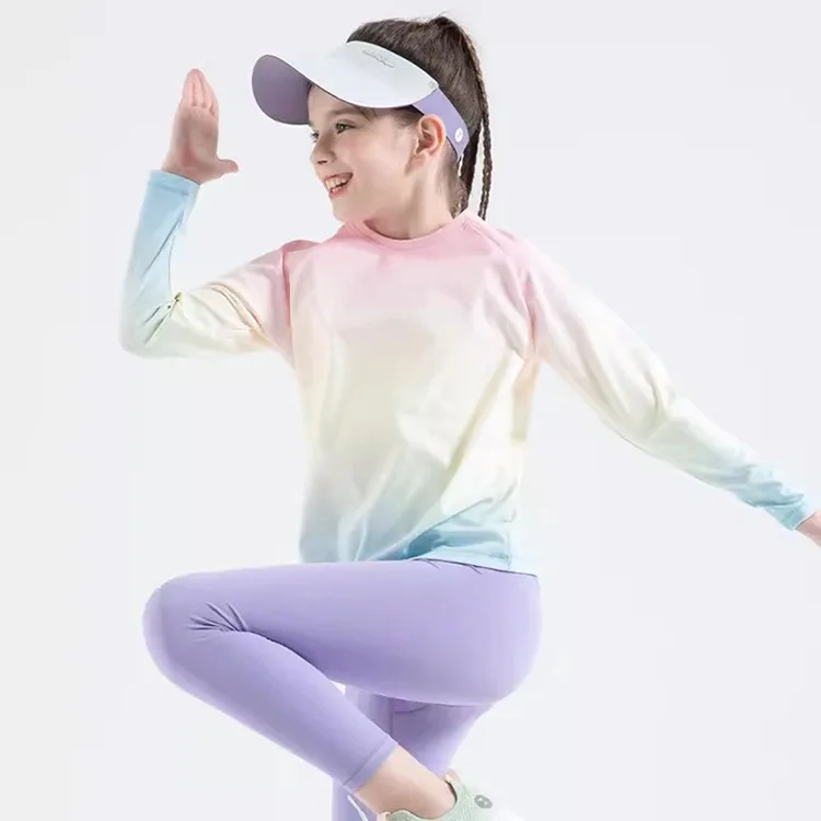 Children's Yoga Shirts Long Sleeve Boys Girls Sports Tops Gradient Loose Kids Sportswear Gym Tees Quick-dry T-shirts For Fitness 12 S358d4a7c0e1b469ab7b52231517c7619S