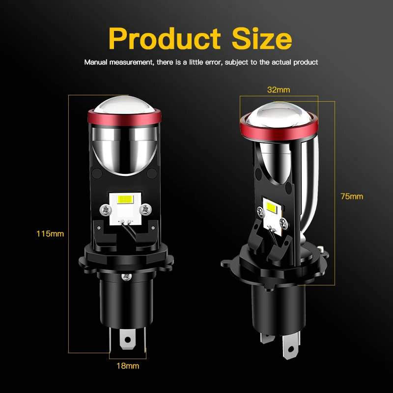 H4 LED Projector Mini Lens Auto H4 LED Headlight Bulbs Kit