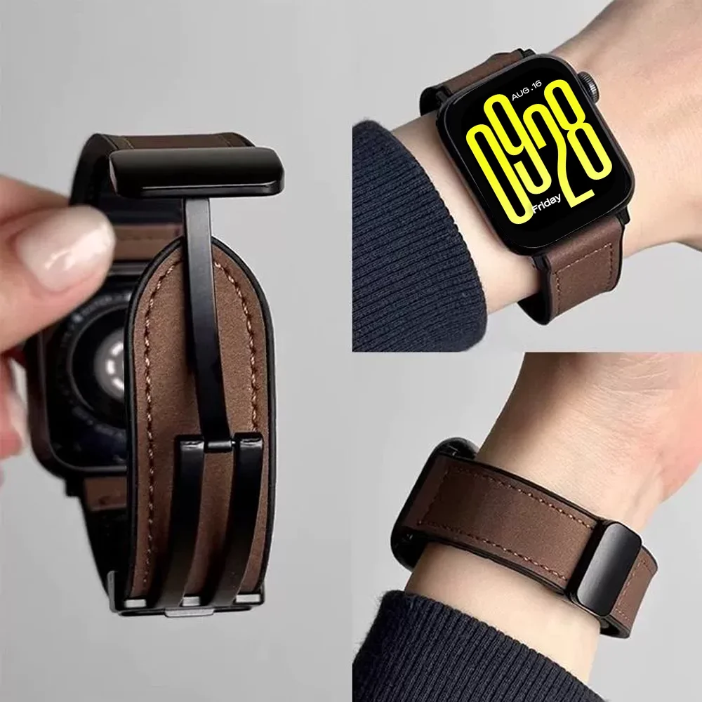 Magnetic Silicone Leather Bracelet Strap for Smartwatch 22mm - Premium Accessory Band