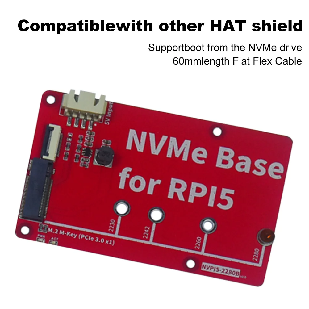 Raspberry Pi 5 NVME M.2 SSD HAT, M.2 슬롯 M-키 PCIe 주변 보드, M.2 M-키 2230 2242 2260 2280 SSD