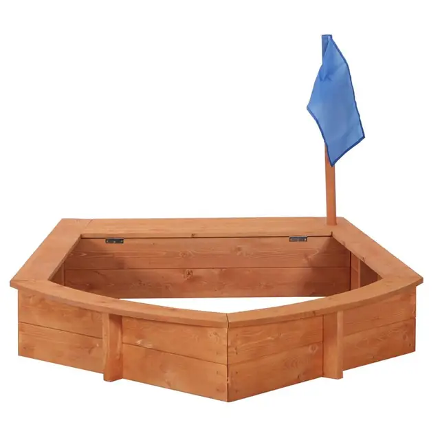 Kids Wooden Sandboat Backyard Sandboxes Boat-shaped Sand Table With Small Bunting Without Toys Sand 5