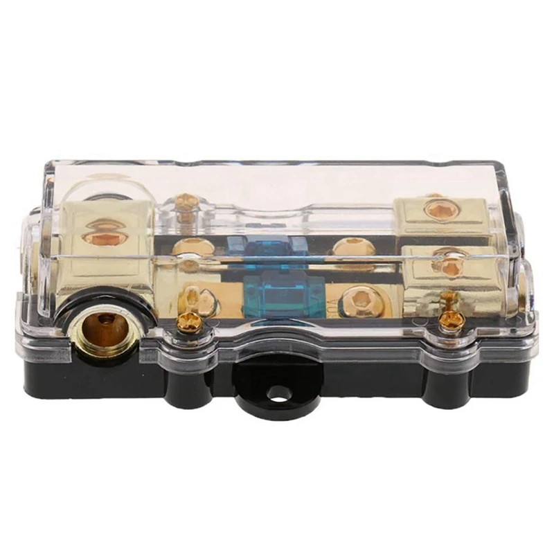 2X Blocco Di Distribuzione Dell'Alimentazione (2 Vie) 4/8 Awg Gauge Agu Portafusibili Blocco Di Distribuzione 4 Gauge In To (2) 8 Gauge Out