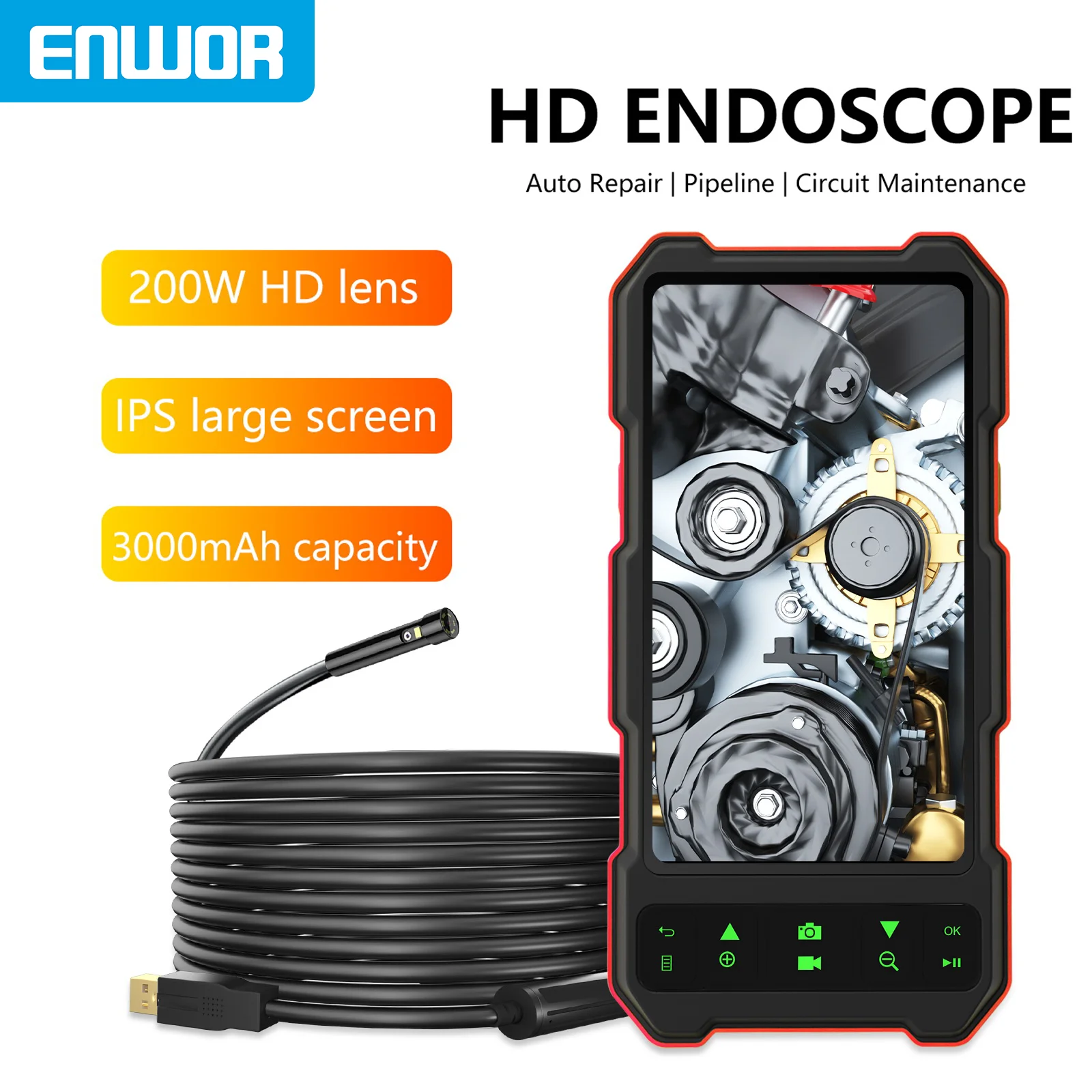 8mm Lens Camera Endoscope Hd 1200p Ip68 2m Inspection Camera