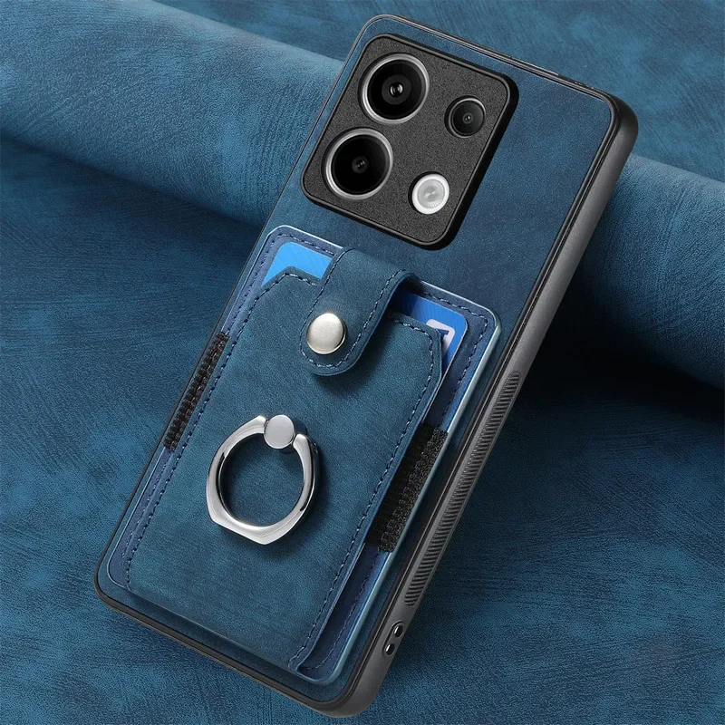 Leather Card Holder Ring Back Cover Case