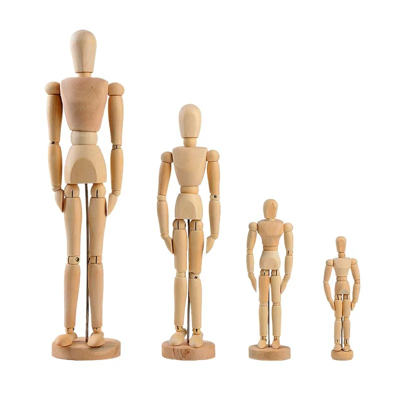

Wooden Hand Figurines Rotatable Joint Hand Model Wood Man Ornament Statue Human Model Miniature Home Decoration