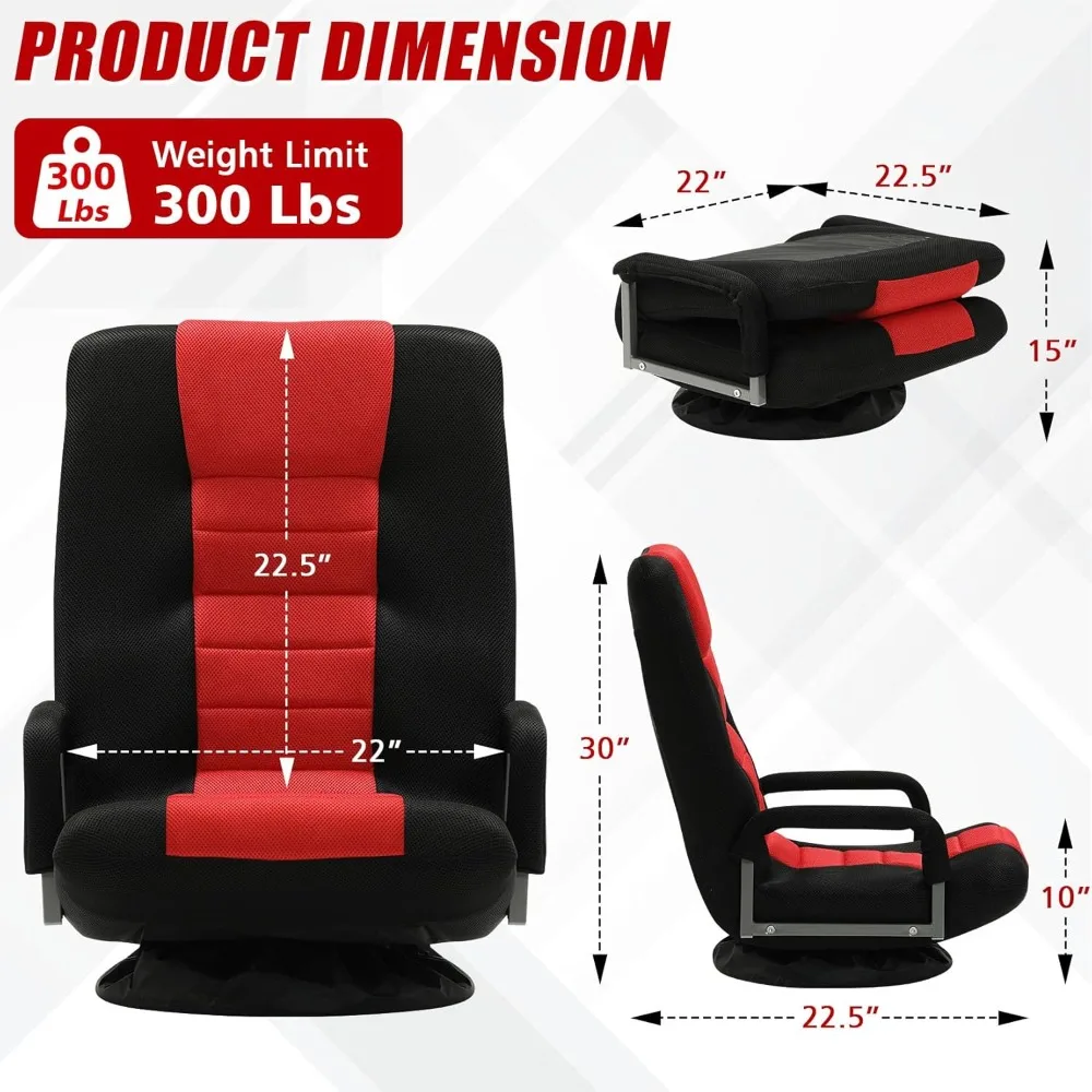 Swivel Gaming Chair Multipurpose Floor Gaming Chair for Playing Video Games, TV, Reading w/Armrest Lumbar Support -2set 2