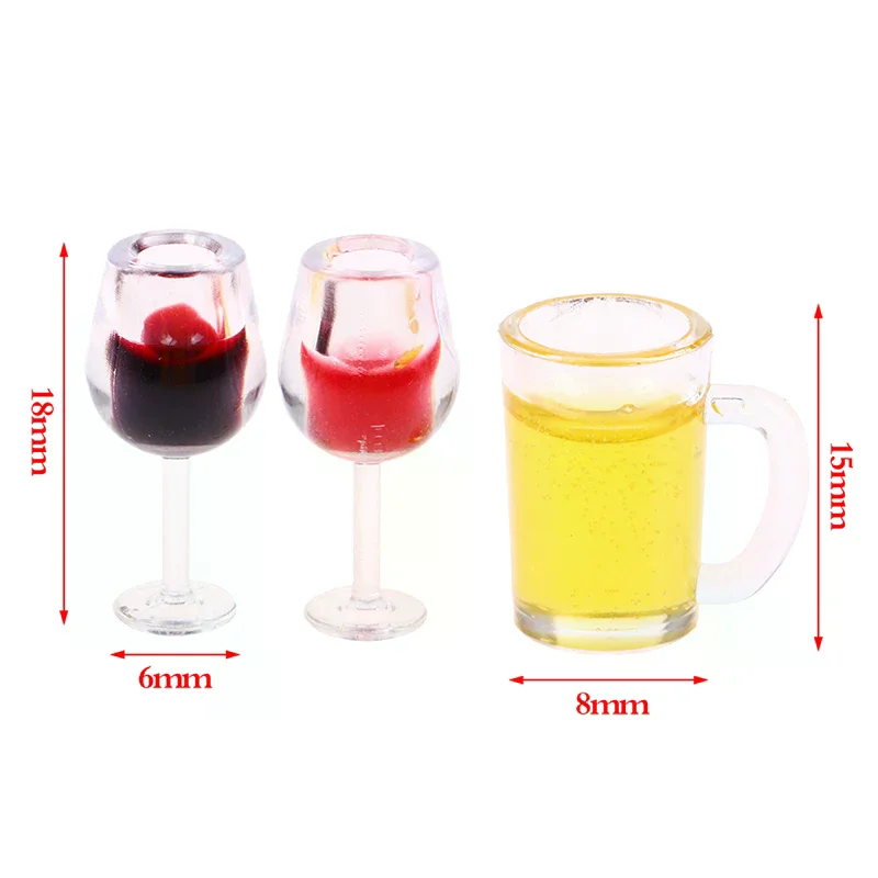 5pcs 1:12 인형 집 미니어처 와인 병 맥주 머그컵 모델 미니 바 음료 가구 장식 장난감