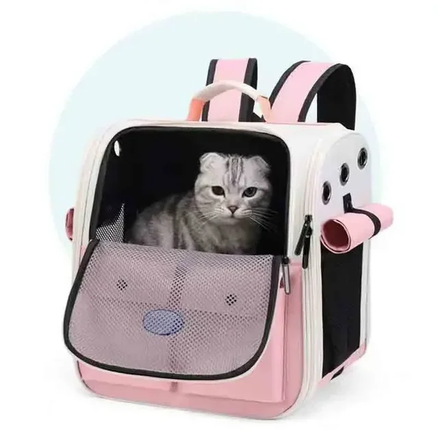 Adjustable Strap Pet Carrying Bag Foldable Cat Backpack for Outdoor Travel Ventilation Large Capacity Cat Carrier Backpack 2