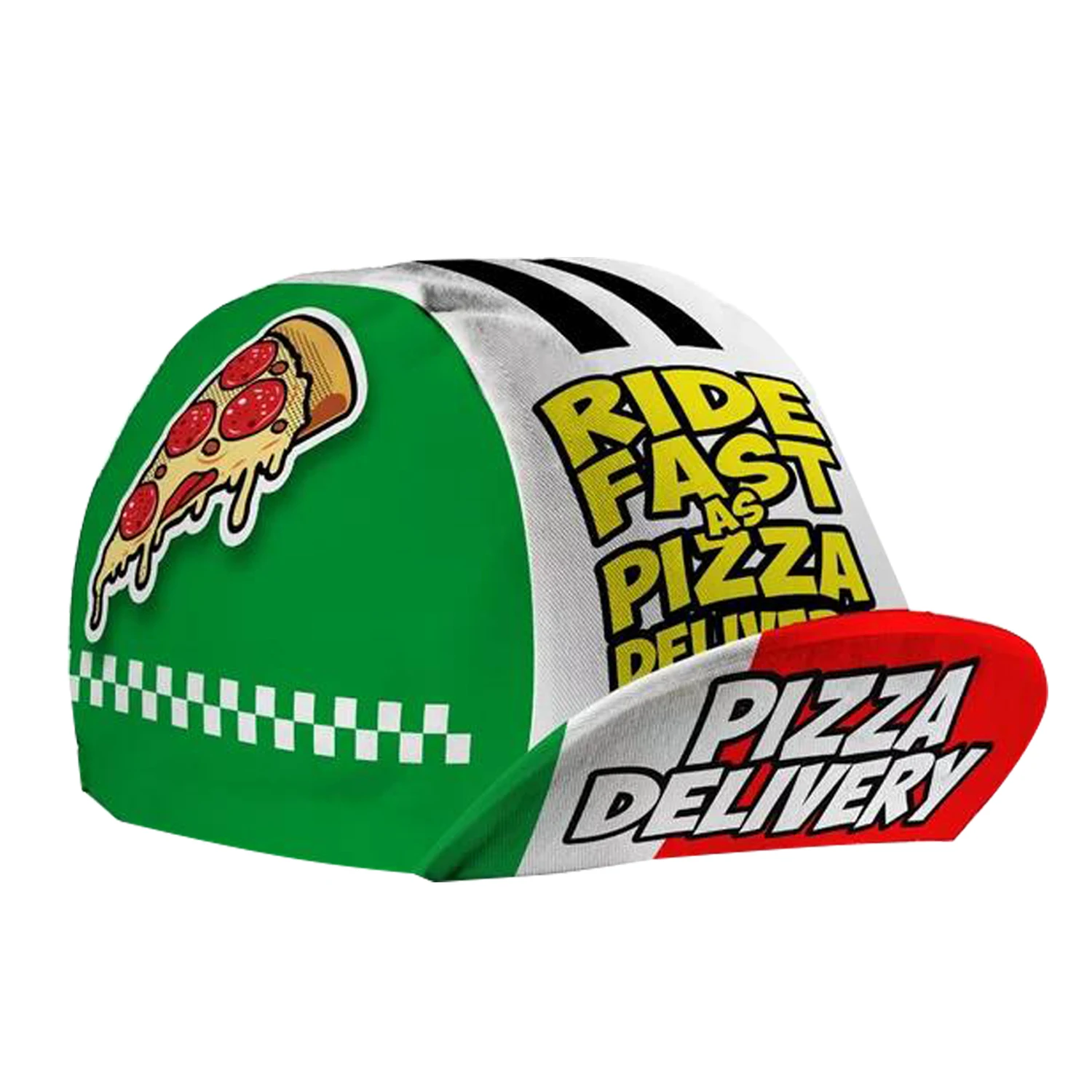 SweetMatt Classic Retro Pizza Dinosaur Bulldog Green White Red  Polyester Bicycle Men's Caps Quick Dry Cycling Sports Balaclava 3