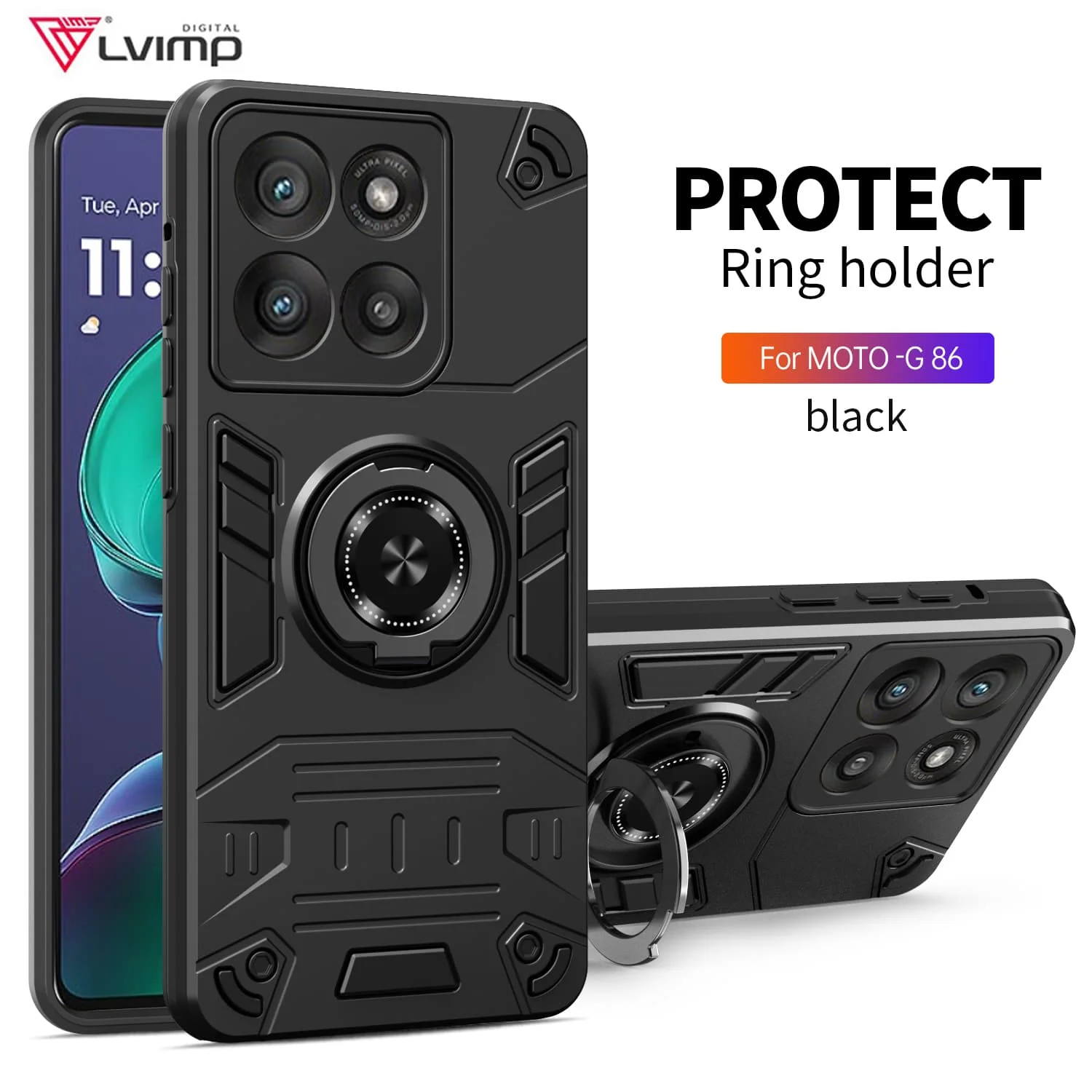 Enhanced Shockproof Armor Phone Case with Metal Ring Holder