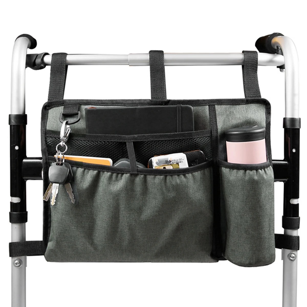 Waterproof Polyester Walker Bag with Cup Holder for Elderly