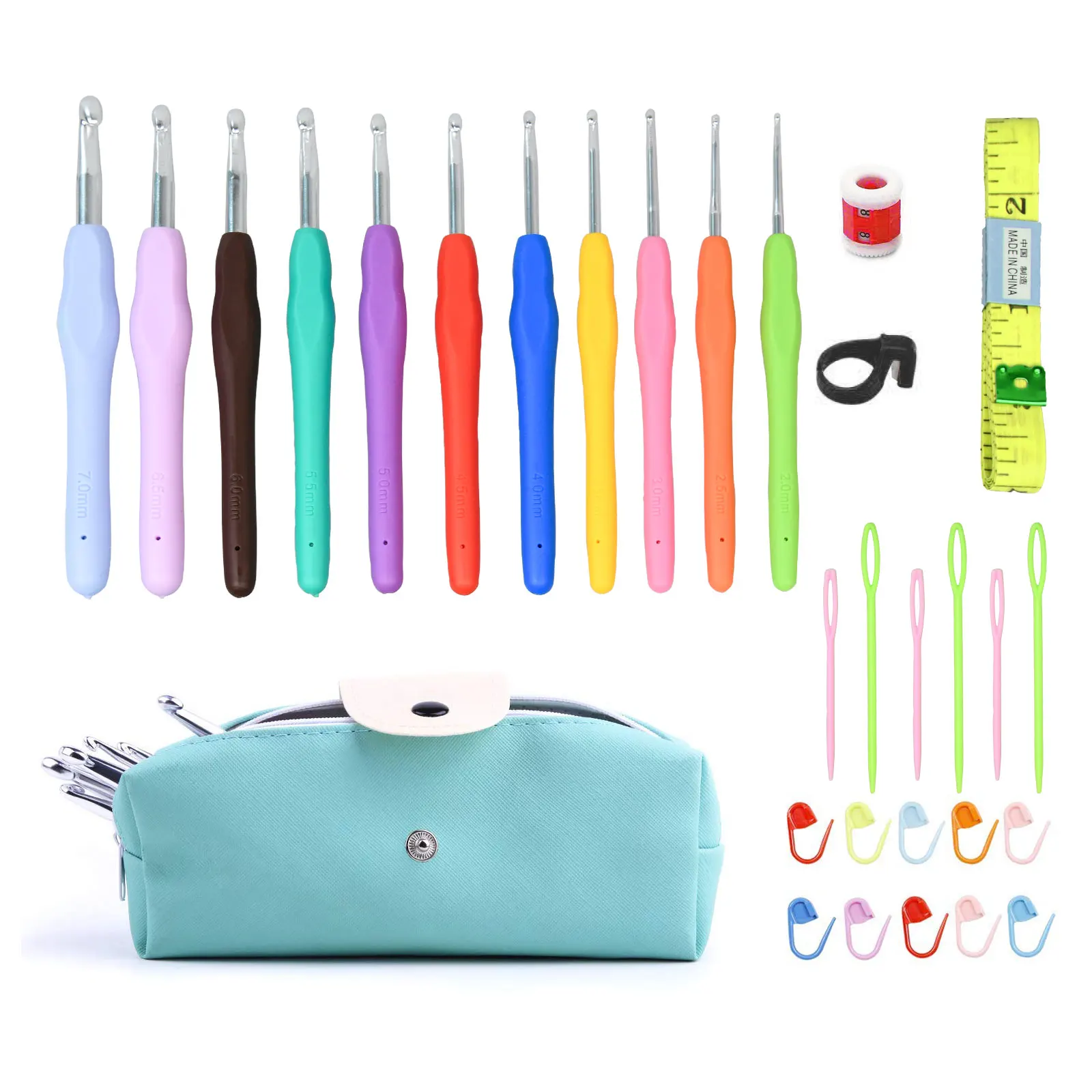 Crochet Hook Kit Knitting Needles Set With Bag Markers DIY Hand Sewing Accessories crochet kit