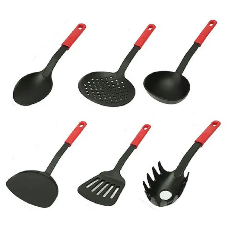 6PCS Nylon Kitchen Utensils Multifunction Shovel Spoon Set Heat-Resistant Non-Stick Kitchen Tools Set Food Tongs Kit