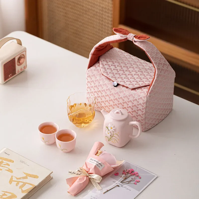 light-luxury-hand-painted-flower-travel-tea-set-outdoor-travel-portable-teapot-belt-storage-bag-ceramic-kung-fu-tea-cup