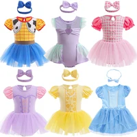 Toddler Mermaid Cinderella Belle Cosplay Princess Dress Infant Jumpsuit Baby Girls Birthday Party Bodysuits Fancy Charm Costume