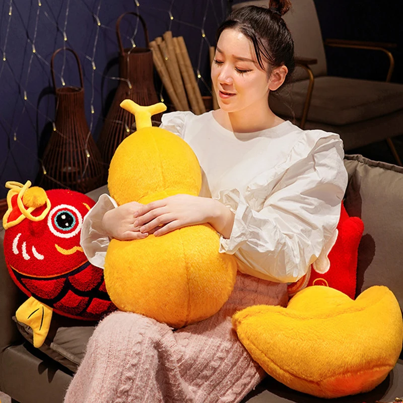 Joy Chinese Traditional Lion Dance Cushion Koi Fish Embroidery Pillow Gold Ingot Cushion Sofa Chair Car Home Wedding Lucky Decor 3