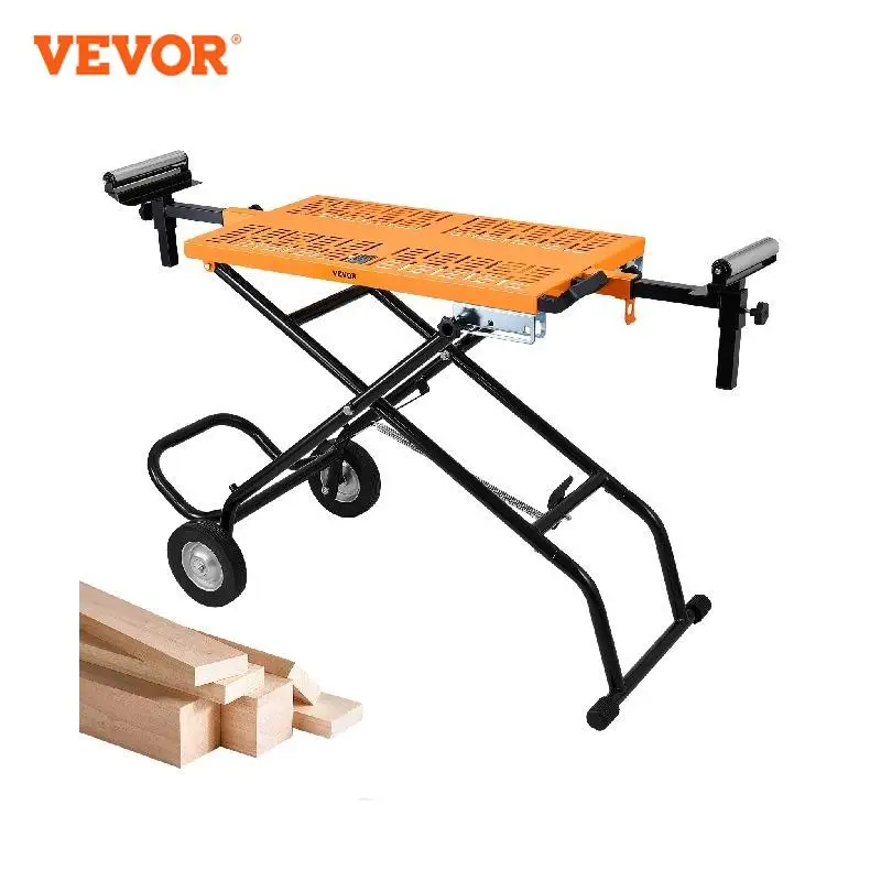 VEVOR 100in Cart-style Collapsible Rolling Miter Saw Stand w/ Wheels  Rollers Light Weight 550lbs Load Capacity for Cutting Work AliExpress