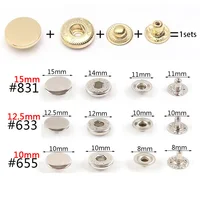50Sets Leather Snap Fasteners Kit 10mm 12mm 15mm Metal Button Snaps Press Studs 4 Install Tools Leather Snaps For DIY Clothes 2